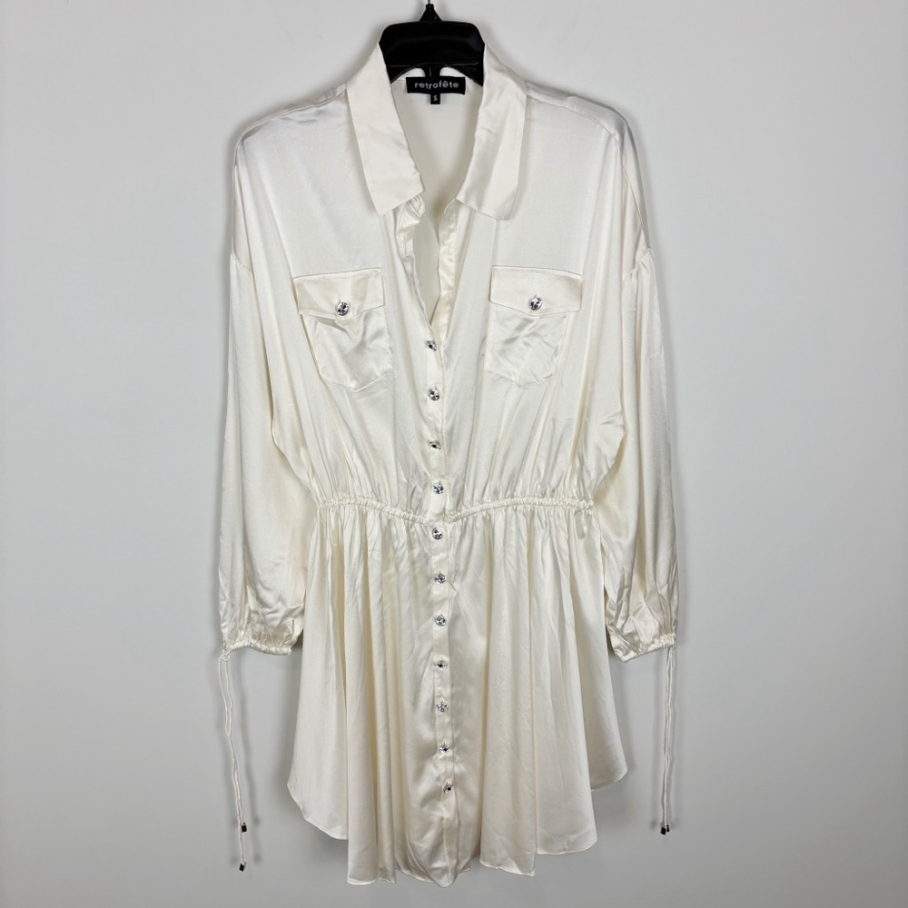 RETROFETE Olive Mini Dress in White Size S - Picture 2 of 14